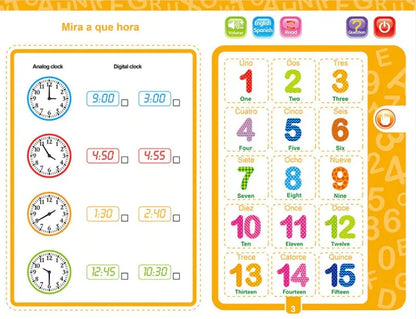 Libro de Estudio, libro electrónico educativo con sonidos. Aprende Inglés y Español Jugando + Marcador de Regalo