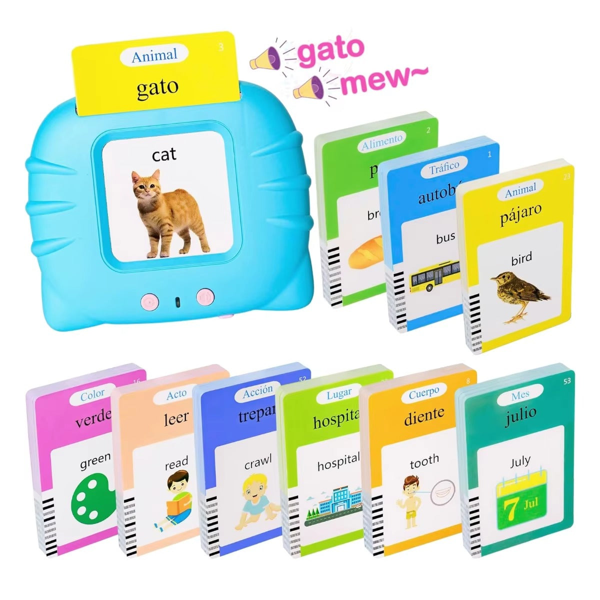 TARJETAS DIDACTICAS BILINGÜE CON SONIDOS (ESPAÑOL - INGLES)