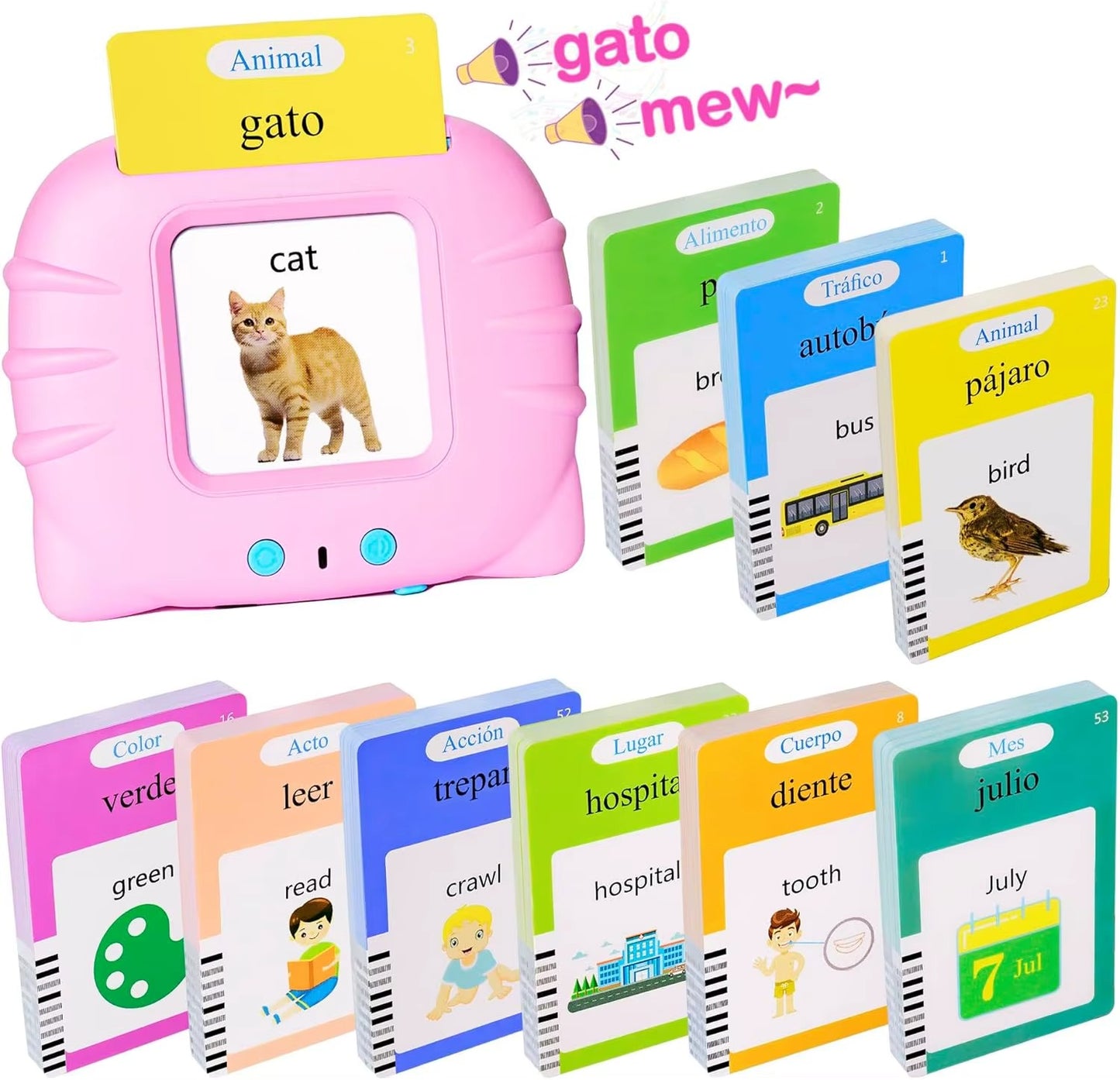 TARJETAS DIDACTICAS BILINGÜE CON SONIDOS (ESPAÑOL - INGLES)
